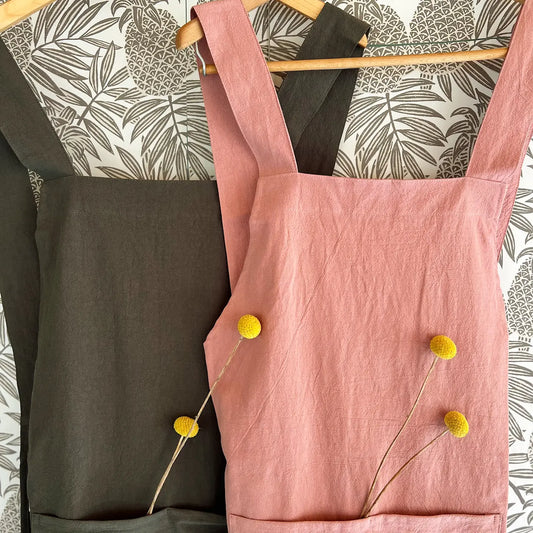 Dusty Pink Cross Back Apron