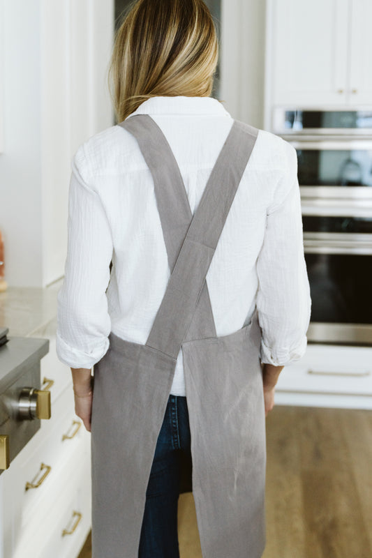 Gray Cross Back Apron