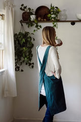Peacock Blue Cross Back Apron