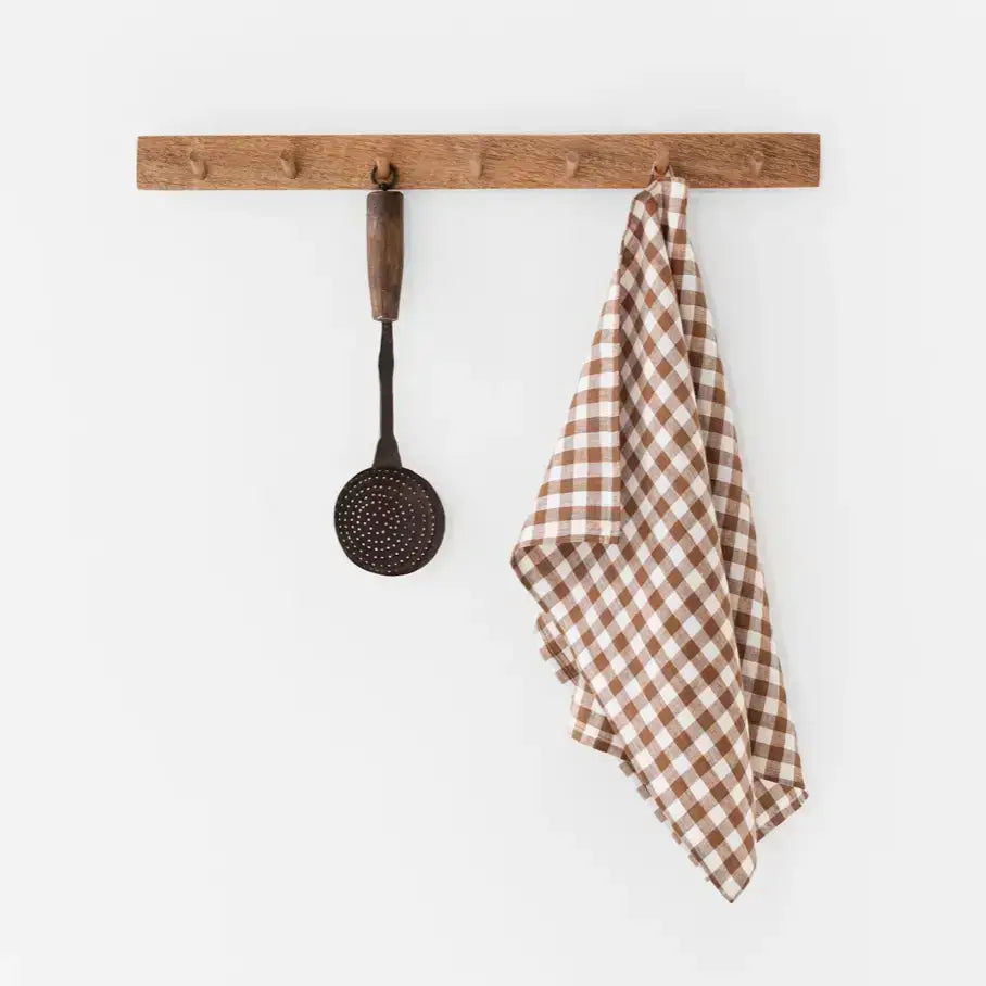 SET OF CINNAMON GINGHAM LINEN TOWELS (INCLUDES 2 TOWELS)