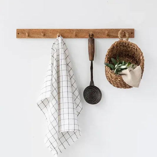 SET OF GRAY GRID LINEN TOWELS (INCLUDES 2 TOWELS)